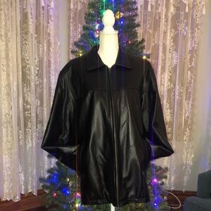 Black Leather Oversized Bomber Jacket